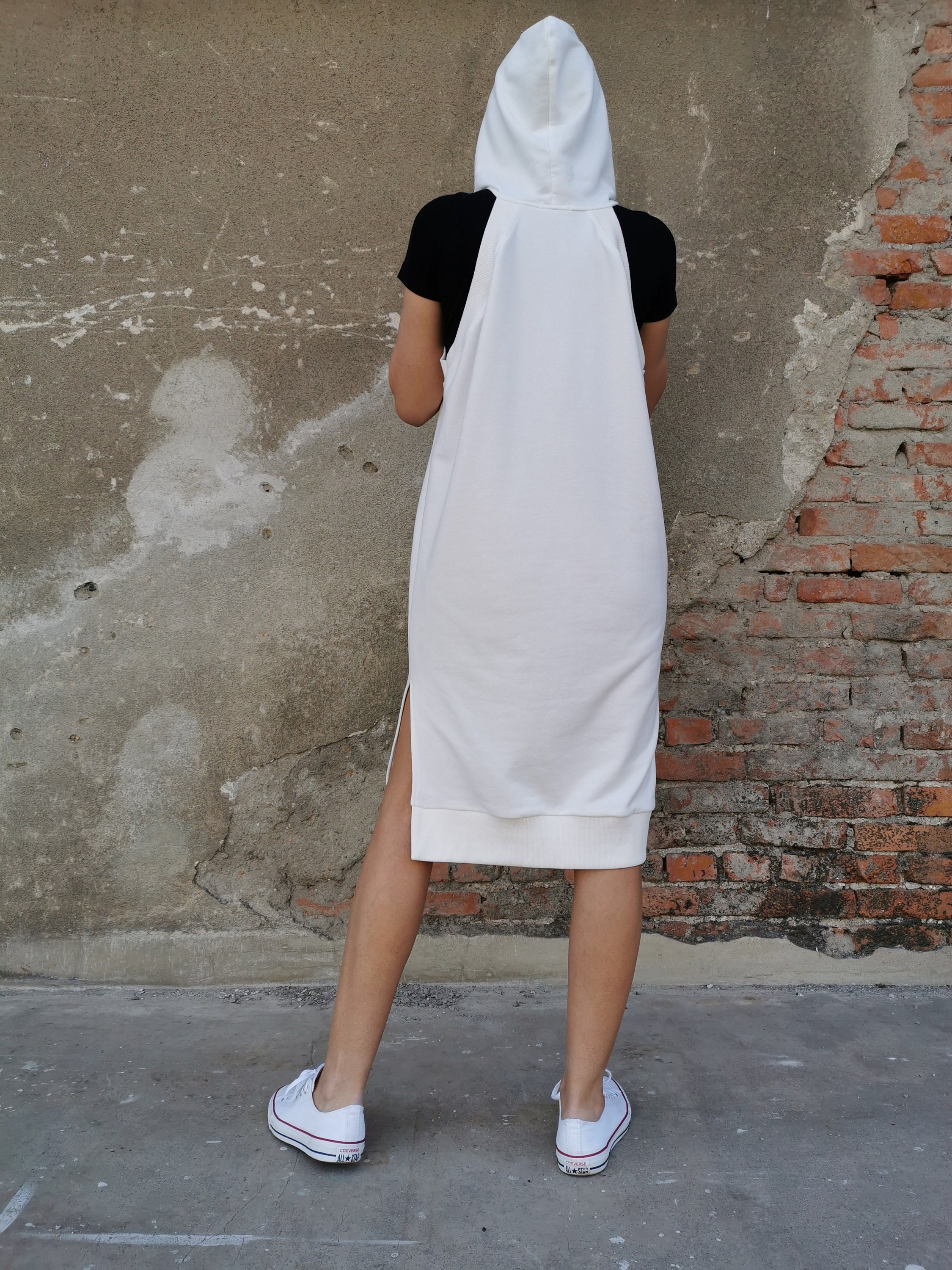 Sleeveless Sweatshirt Dress Sleeveless Midi Dress Hooded