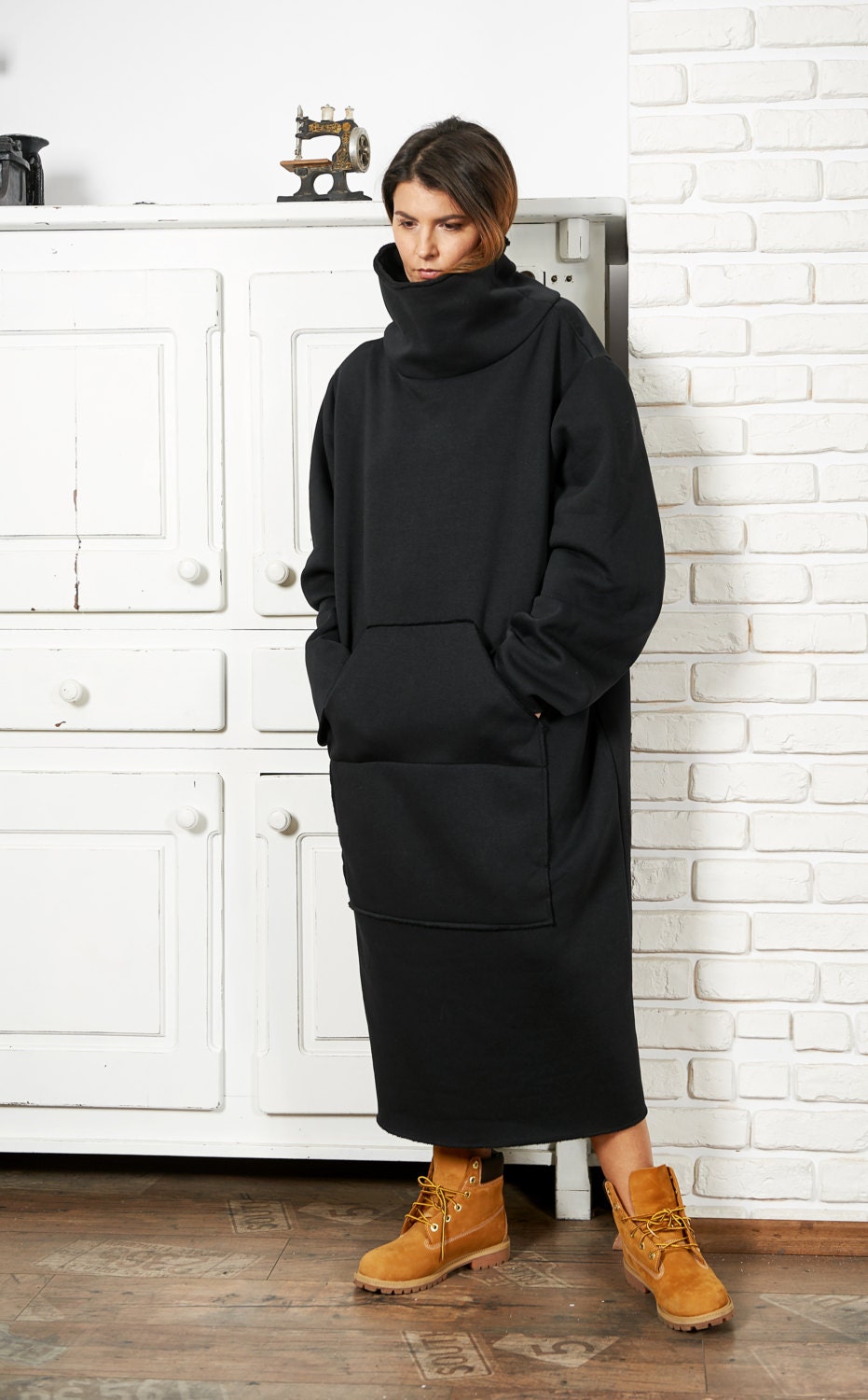 Sweatshirt Dress Plus Size Dress Black Maxi Dress Loose | Etsy
