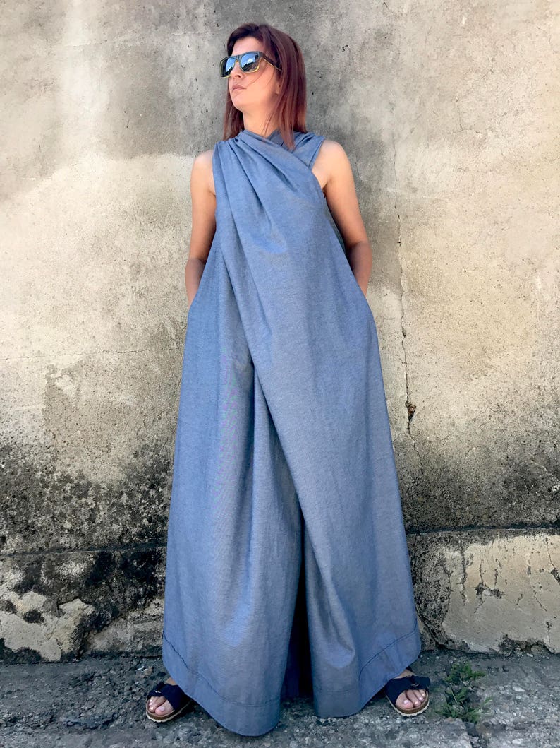 Japanese Clothing, Women Jumpsuit, Denim Jumpsuit, Women Kaftan Dress, Summer Jumpsuit, Maxi Jumpsuit, Extravagant Jumpsuit, Cotton Jumpsuit zdjęcie 3