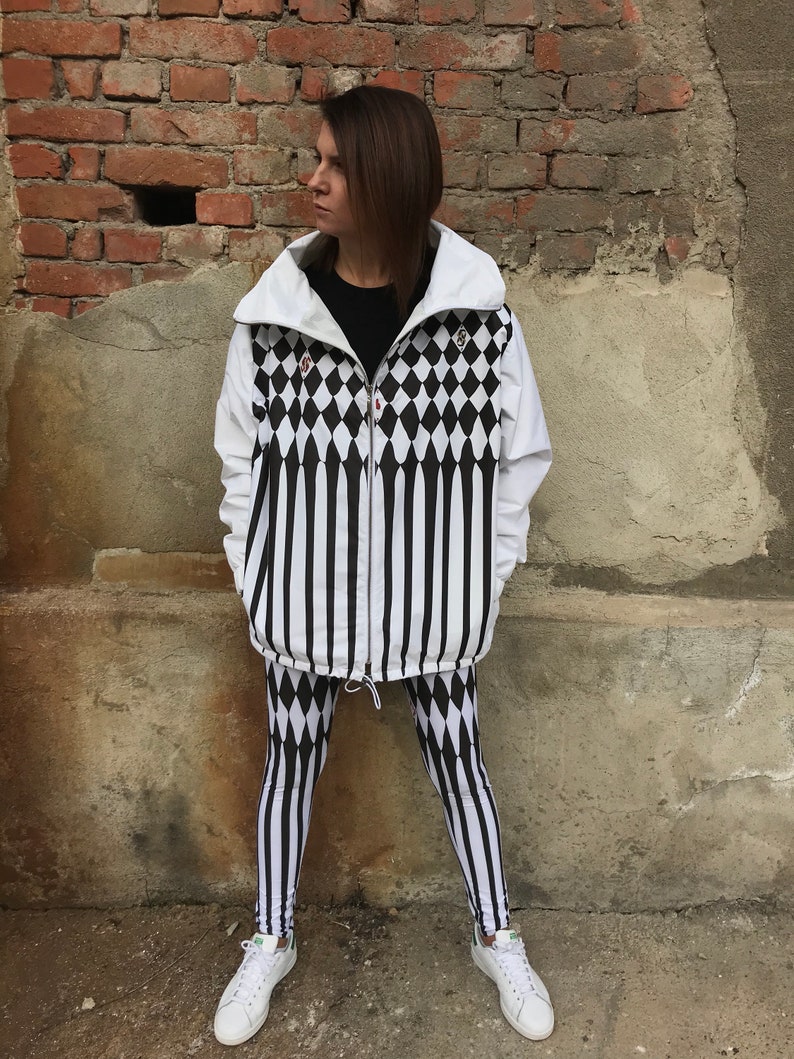 Designer Print Jacket Black and White Jacket Wearable Art | Etsy