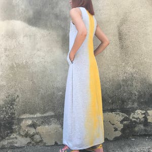 Abaya Cotton Dress, Maxi Kaftan Dress, Plus Size Cotton Dress, Sleeveless Summer Dress, Gray Kaftan Dress, Long Cotton Dress, Casual Dress image 3