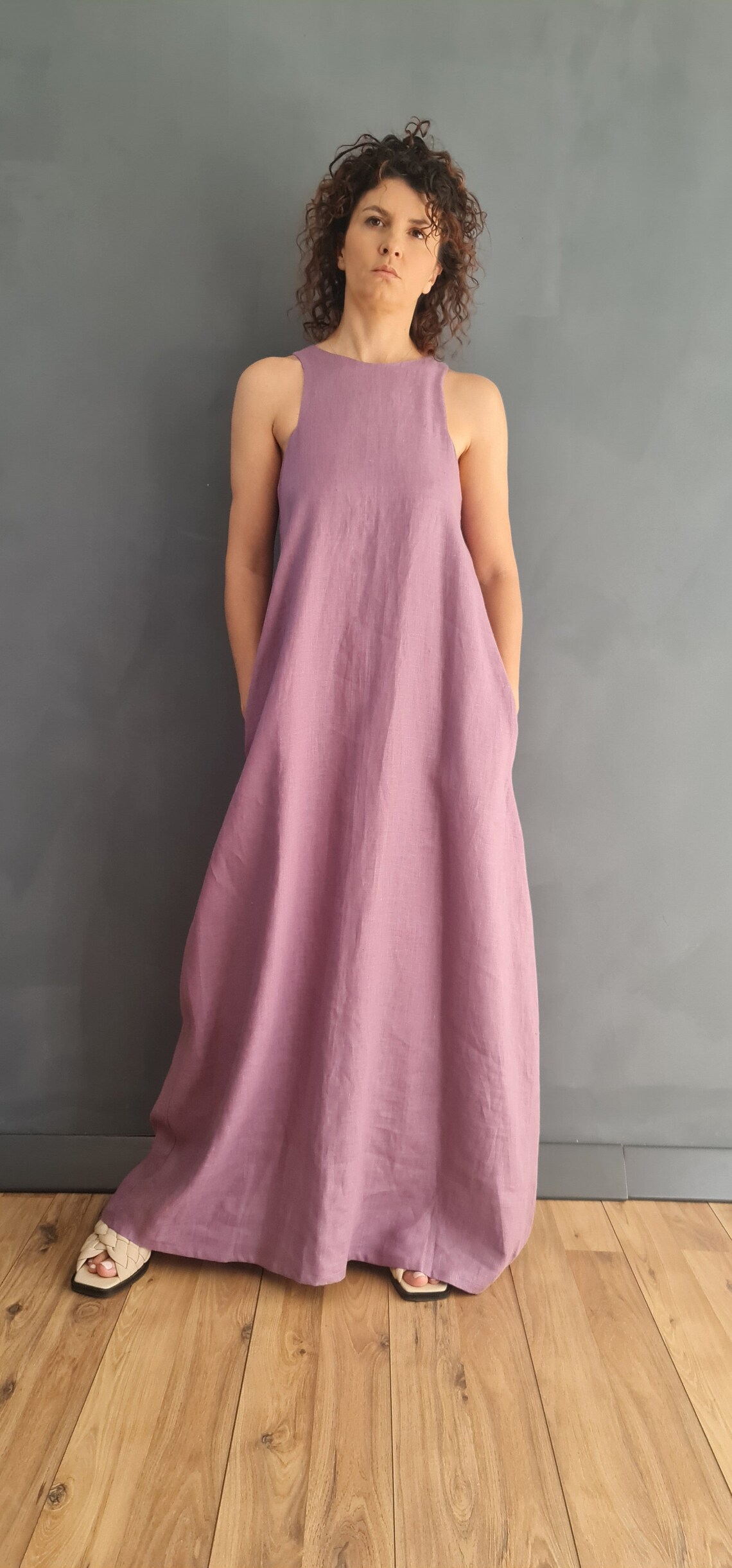 The Taryn Lavender Linen Dress