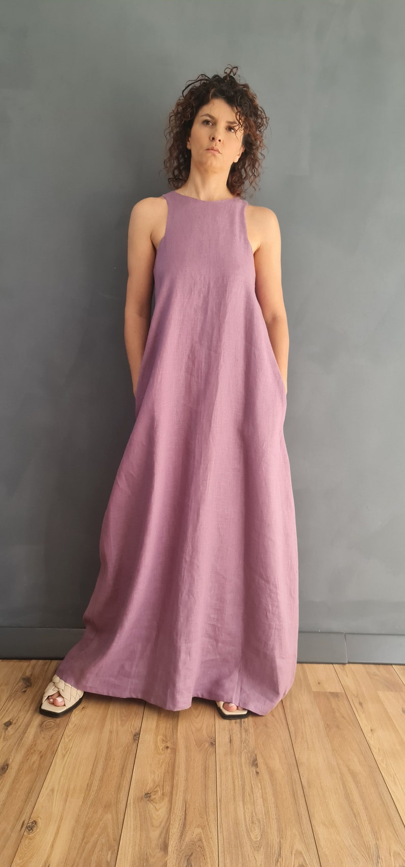 Lavender Linen Dress Lavender Maxi Dress Maxi Linen Dress Etsy