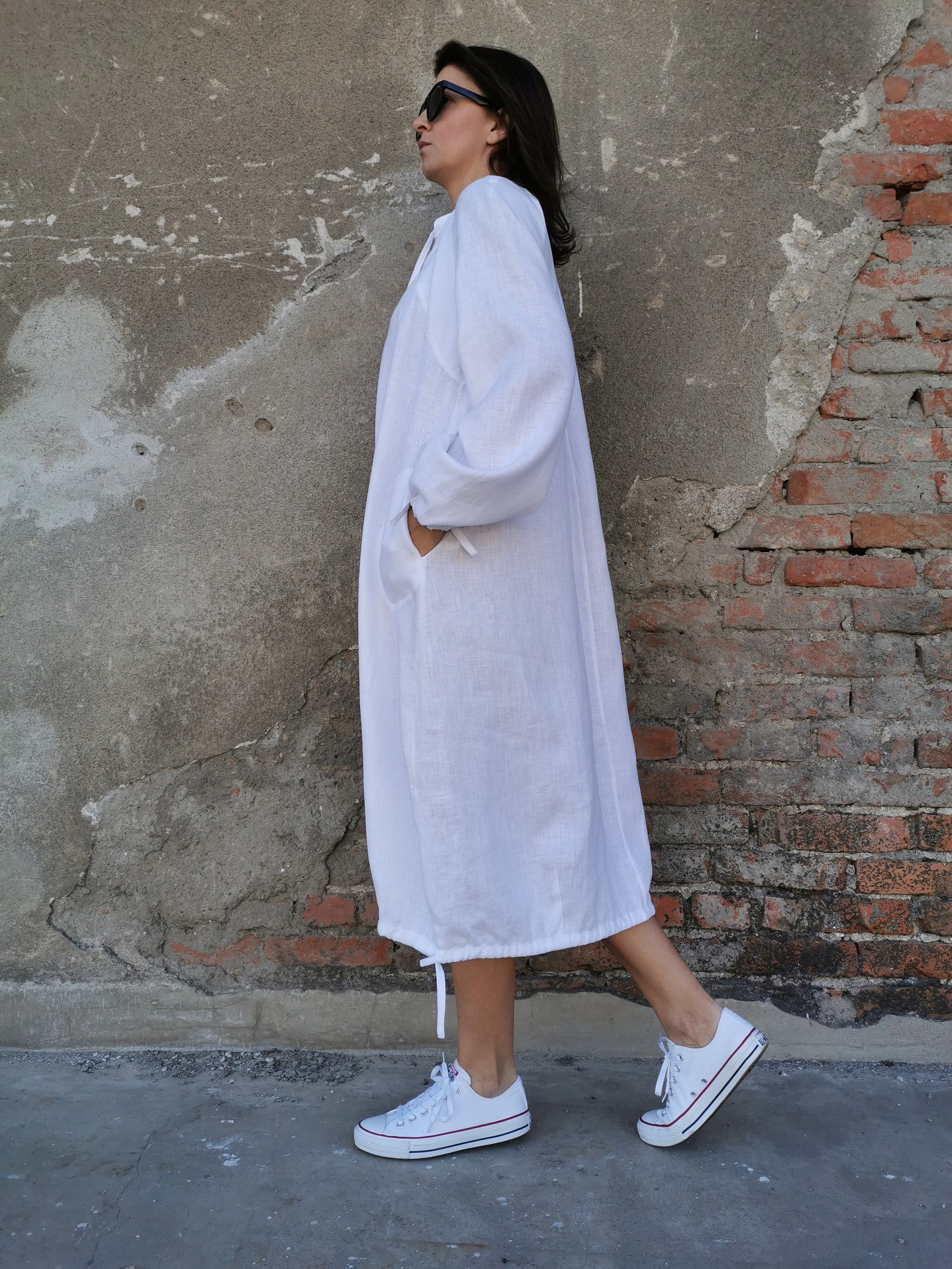 Linen Shirt Dress White Linen Dress Loose Linen Dress White