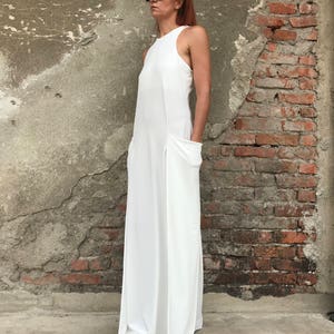 Women White Dress, White Maxi Dress, Women Dress, White Kaftan, Abaya Dress, Minimalist Dress, Cocktail Dress, Long Dress, Elegant Dress image 4