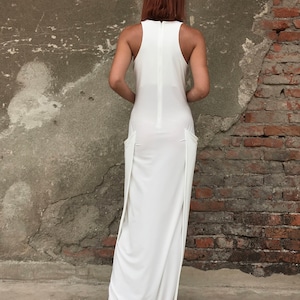 Women White Dress, White Maxi Dress, Women Dress, White Kaftan, Abaya Dress, Minimalist Dress, Cocktail Dress, Long Dress, Elegant Dress image 5