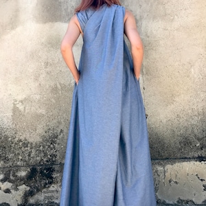 Vêtements japonais, combinaison pour femme, combinaison en jean, robe caftan pour femme, combinaison d'été, combinaison longue, combinaison extravagante, combinaison en coton image 4