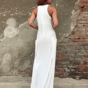 Women White Dress, White Maxi Dress, Women Dress, White Kaftan, Abaya Dress, Minimalist Dress, Cocktail Dress, Long Dress, Elegant Dress image 6