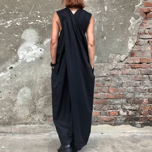 Women Jumpsuit, Black Jumpsuit, Women Romper, Gothic Clothing, Maxi Jumpsuit, Cotton Jumpsuit, Black Overall, Extravagant Jumpsuit image 7