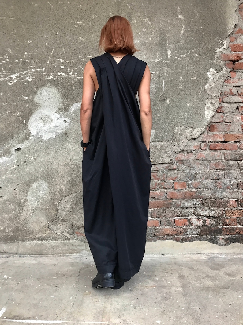 Women Jumpsuit, Black Jumpsuit, Women Romper, Gothic Clothing, Maxi Jumpsuit, Cotton Jumpsuit, Black Overall, Extravagant Jumpsuit image 7