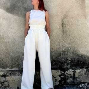 White Palazzo Pants, Wide Leg Pants, High Waist Pants, Avant Garde Pants, Women White Pants, Women Wide Leg Pants, Wide Pants, White Pants image 2