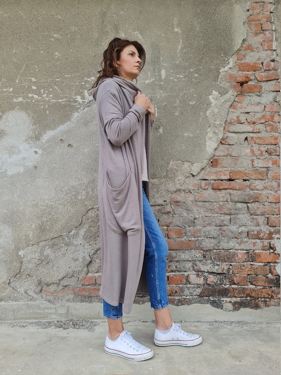 Fine Knit Cardigan Summer Knit Hooded Cardigan Hooded Cardigan