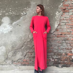 Red Maxi Dress, Red Dress, Abaya Dress, Loose Dress, Plus Size Kaftan, Maxi Dress, Futuristic Clothing, Minimalist Dress, Plus Size Kaftan image 1