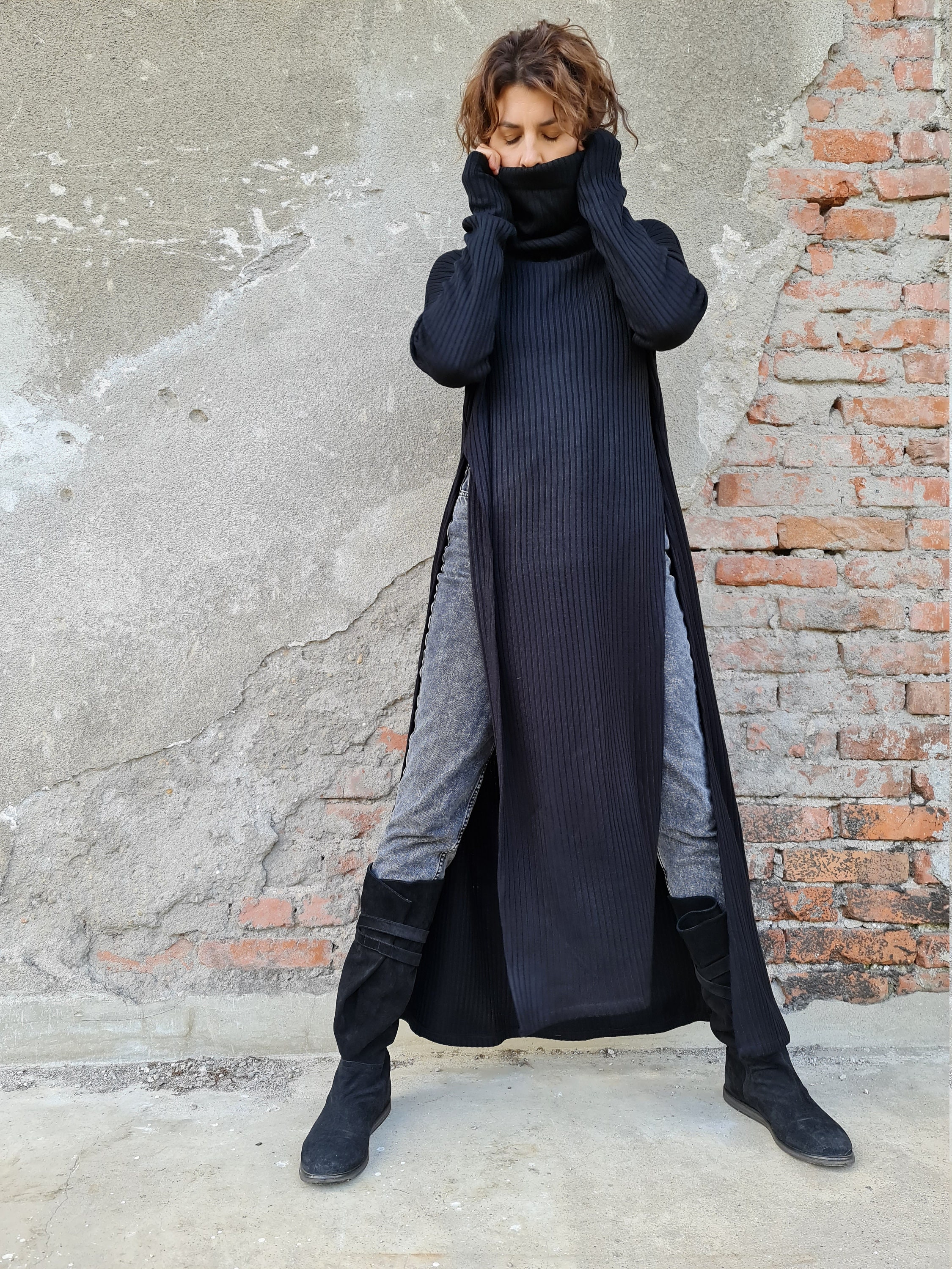 Slit Sweater Dress, Long Sweater Dress, Long Slits Knit Sweater, Knit Sweater Dress, Black Sweater Dress, Black Knit Sweater, Black Sweater - Etsy Slit Sweater Dress, Long Sweater Dress, Long Slits Knit Sweater, Knit Sweater Dress, Black Sweater Dress, Black Knit Sweater, Black Sweater - Etsy