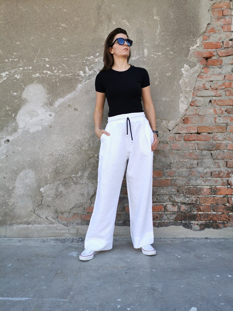 Wide Leg Pants, White Linen Pants, Summer Linen Pants, White Palazzo Pants, Palazzo Linen Pants, Wide Linen Pants, Wide Leg Linen Pants White