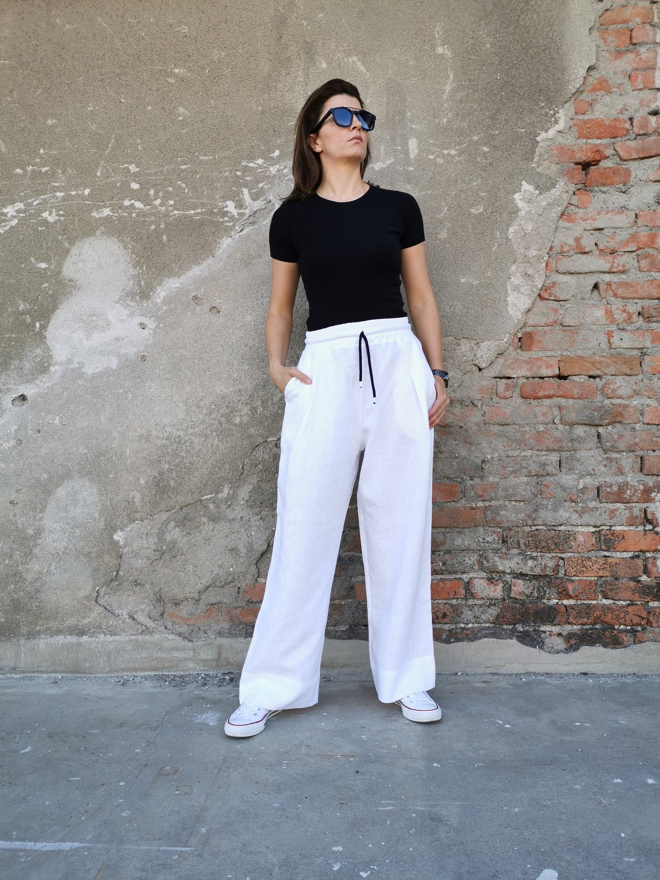 Wide Leg Pants, White Linen Pants, Summer Linen Pants, White Wide Leg Pants, White Linen Pants, Summer Linen Pants, White