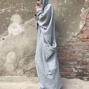 Maxi Dress, Plus Size Clothing, Long Sleeved Dress, Minimalist Dress, Women Dress, Cotton Dress, Kaftan Dress, High Collar Dress image 7