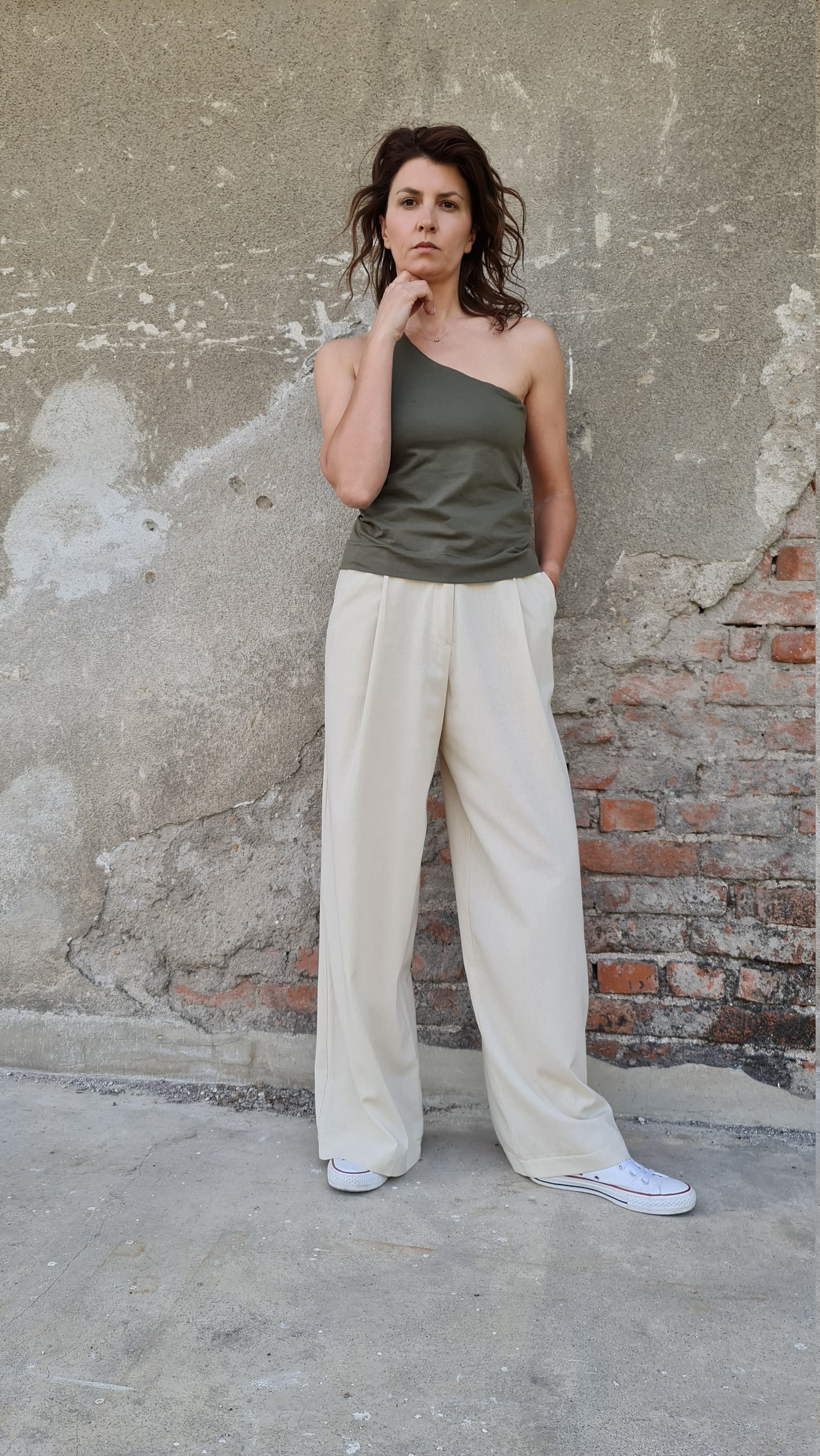 90s Alan Flusser Linen/Rayon 2 tuck design pant