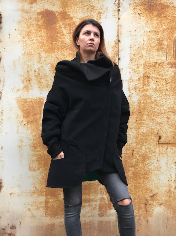 Womens oversized black clearance coat