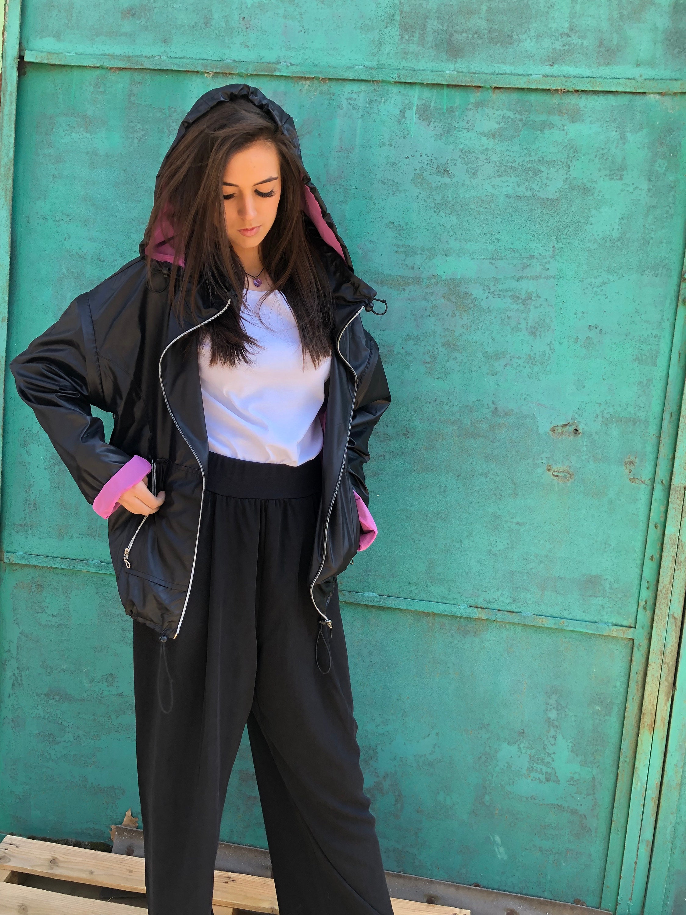 Black Hooded Jacket Black Women Jacket 
