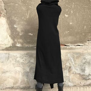 Black Cardigan, Long Maxi Cardigan, Spring Cardigan, Loose Knit Cardigan, Gothic Clothing, Minimalist Fashion, Asymmetric Cardigan image 7