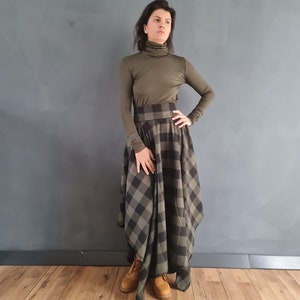 Tartan Skirt, Long Plaid Skirt, Long Asymmetric Skirt, Christmas Skirt, Long Skirt, Long Tartan Skirt, Long Winter Skirt, Maxi Skirt, Skirt image 2