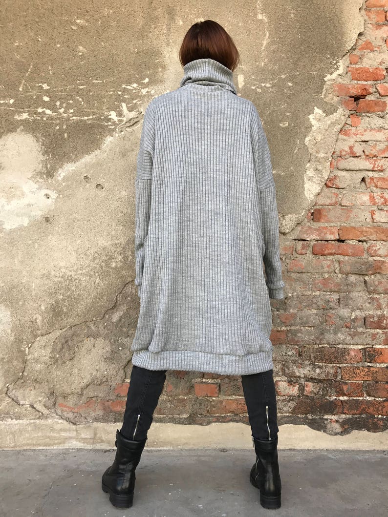 Loose Knit Sweater, Women Sweater Dress, Maxi Knit Sweater, Winter Knit Pullover, Casual Dress, Plus Size Dress, Gray Knit Sweater, Knit image 7