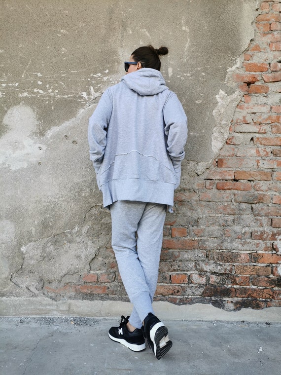 Tuta Donna Sportiva 2 Pezzi Con Cerniera E Cappuccio - Cotone E Poliestere, Comoda Per Casa E Esterni