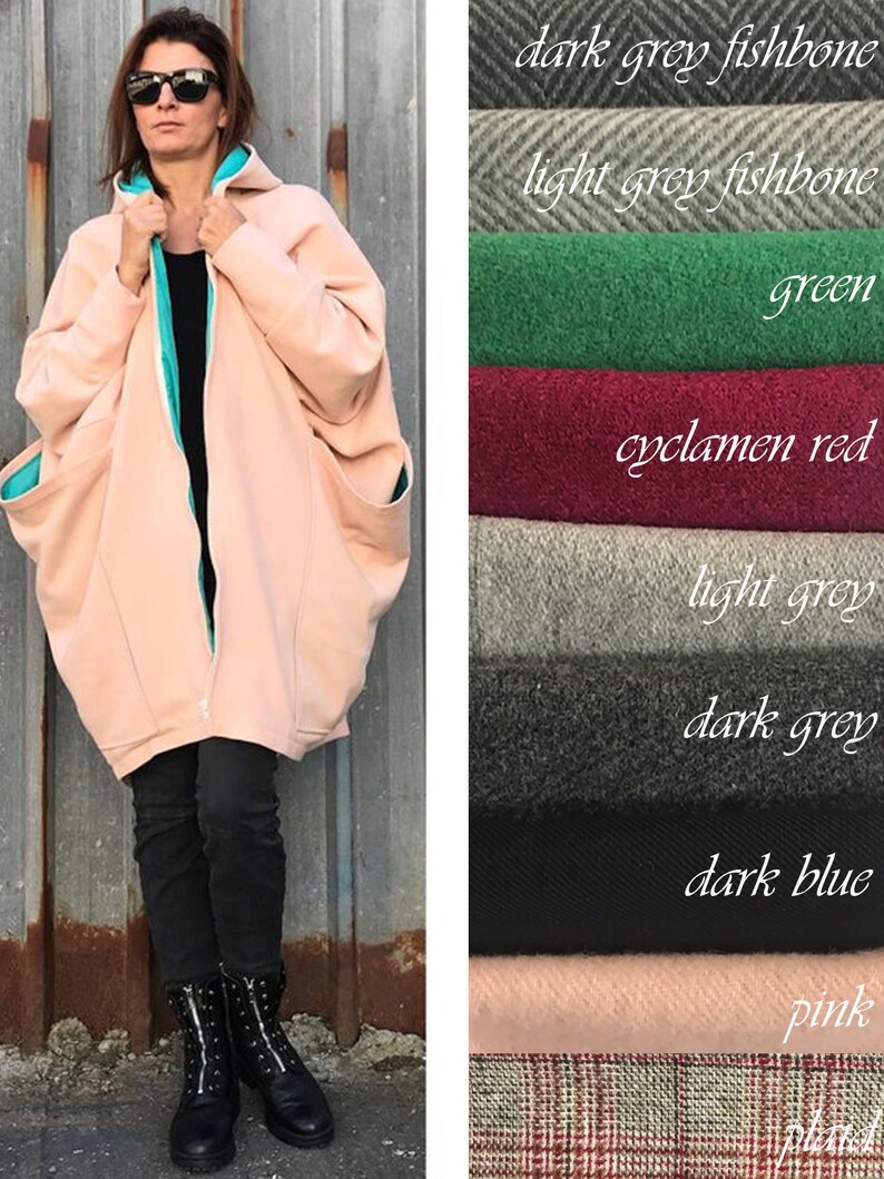 Winter Coat, Plus Size Coat, Pink Coat, Wool Coat, Loose Fit Coat, Avant Garde Clothing, Minimalist Fashion, Oversized Coat,Extravagant Coat image 9
