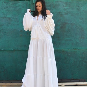 White Maxi Dress, Maxi Dress, Long Sleeves White Dress, Summer Maxi Dress, Maternity Maxi Dress, Summer Wedding Dress, White Dress image 2