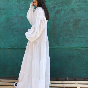 White Maxi Dress, Maxi Dress, Long Sleeves White Dress, Summer Maxi Dress, Maternity Maxi Dress, Summer Wedding Dress, White Dress image 8