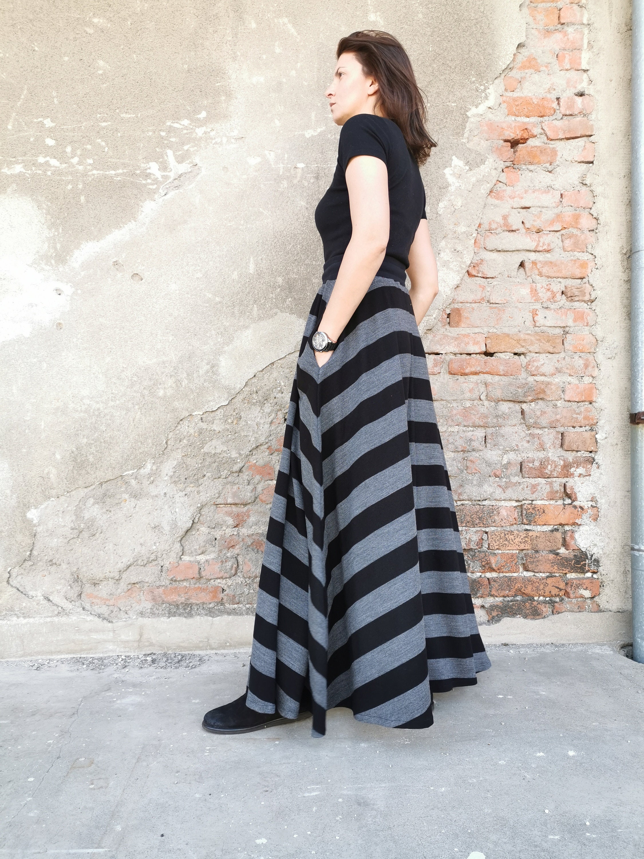 スカート KOLEAT Kimo ver. Knit Golji Maxi Team Long Skirt BLACK MX Lo Astrid Maxi Skirt