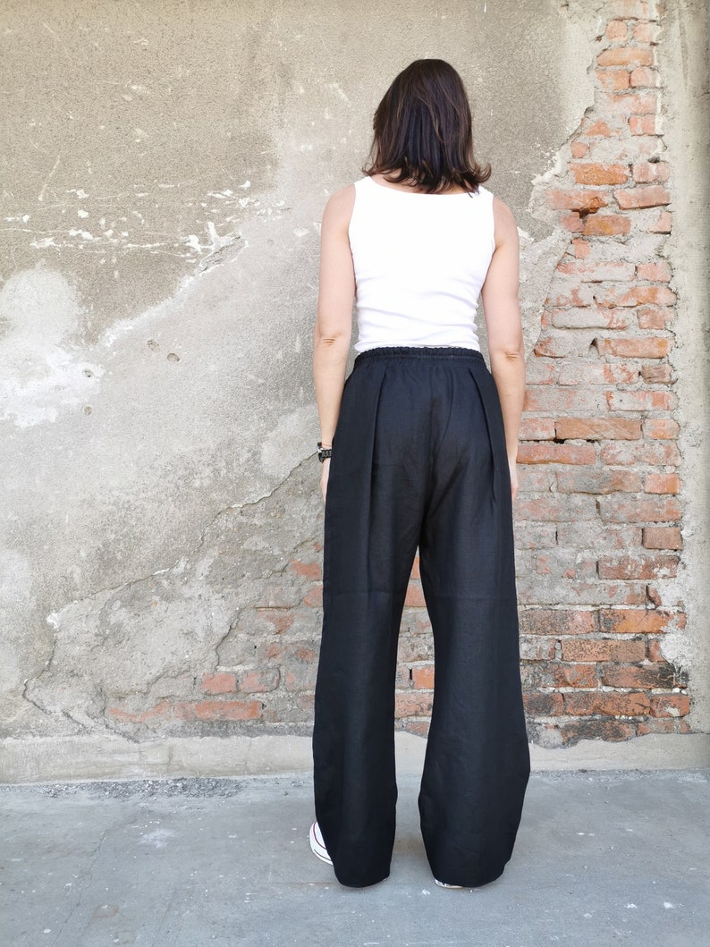 Wide Leg Pants, White Linen Pants, Summer Linen Pants, White Palazzo Pants, Palazzo Linen Pants, Wide Linen Pants, Wide Leg Linen Pants image 9