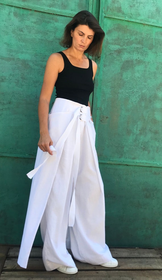 White Linen Pants Wide Leg Linen Pants 