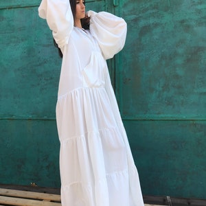 White Maxi Dress, Maxi Dress, Long Sleeves White Dress, Summer Maxi Dress, Maternity Maxi Dress, Summer Wedding Dress, White Dress image 7