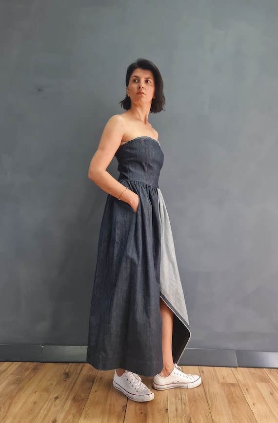 chinese dress ladies Thrilled Denim Maxi Dress – Amaroso Boutique main image 0