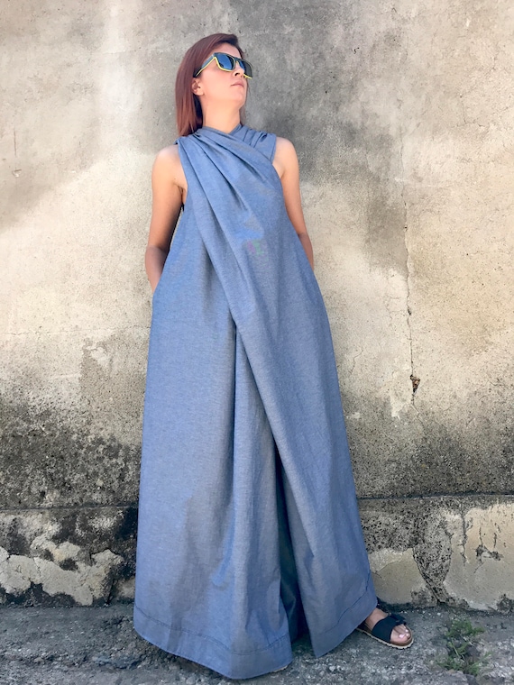 Japanese Clothing, Women Jumpsuit, Denim Jumpsuit, Women Kaftan Dress,  Summer Jumpsuit, Maxi Jumpsuit, Extravagant Jumpsuit, Cotton Jumpsuit 