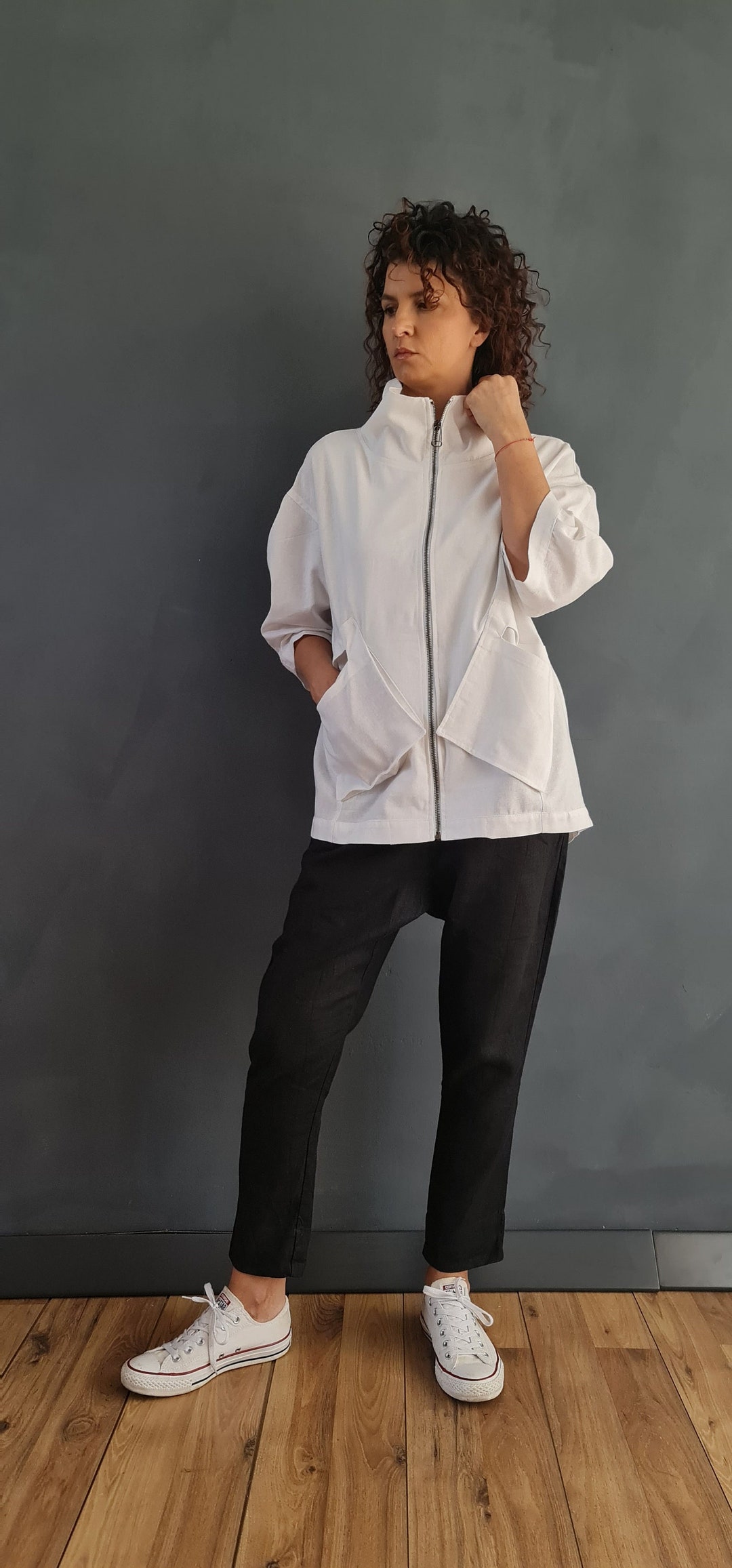White Linen Jacket, White Summer Jacket, Linen Minimalist Jacket, Women