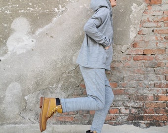 Women Knit Pants, Knit Sport Pants, Women Sporty Trousers, Tapered