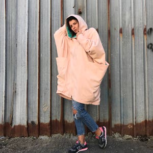 Winter Coat, Plus Size Coat, Pink Coat, Wool Coat, Loose Fit Coat, Avant Garde Clothing, Minimalist Fashion, Oversized Coat,Extravagant Coat image 6