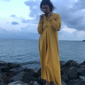 Long Sleeve Maxi Dress, Long Maxi Dress, Plus Size Long Maxi Dress, Mustard Dress, Long Cotton Dress, Womens Maxi Dress, Spring Dress,Yellow