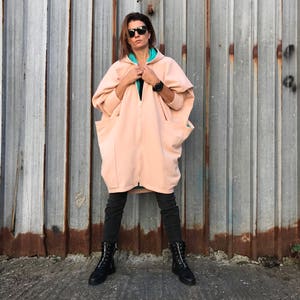 Winter Coat, Plus Size Coat, Pink Coat, Wool Coat, Loose Fit Coat, Avant Garde Clothing, Minimalist Fashion, Oversized Coat,Extravagant Coat image 2