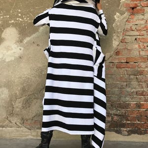 Plus Size Cardigan, Long Sweater Coat, Black And White Coat, Women Fall Cardigan, Avant Garde Clothing, Women Maxi Cardigan, Women Cardigan image 6