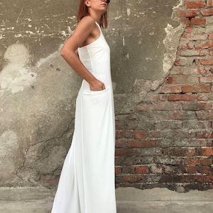 Women White Dress, White Maxi Dress, Women Dress, White Kaftan, Abaya Dress, Minimalist Dress, Cocktail Dress, Long Dress, Elegant Dress image 2