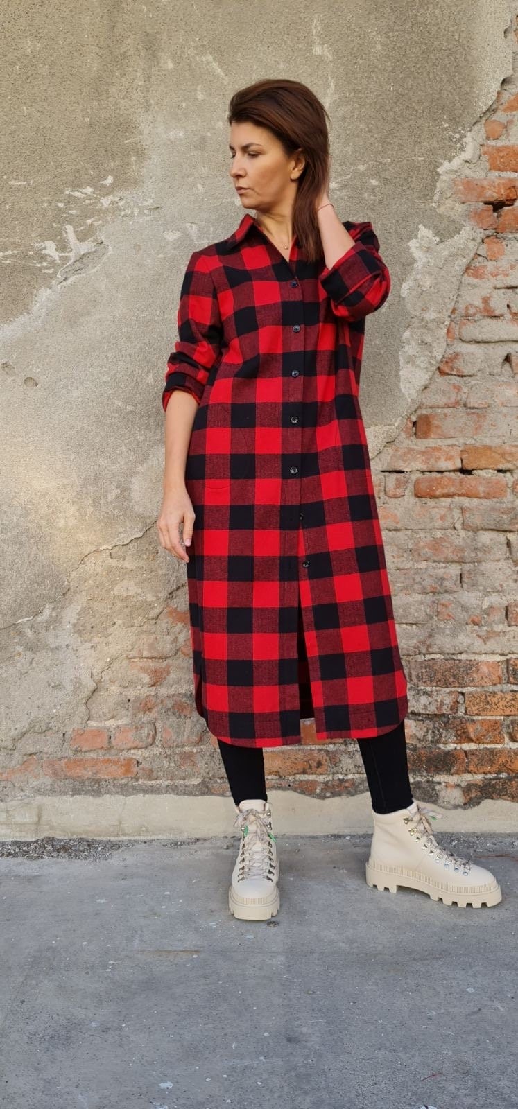 Red Tartan Long Sleeve Classic Tunic