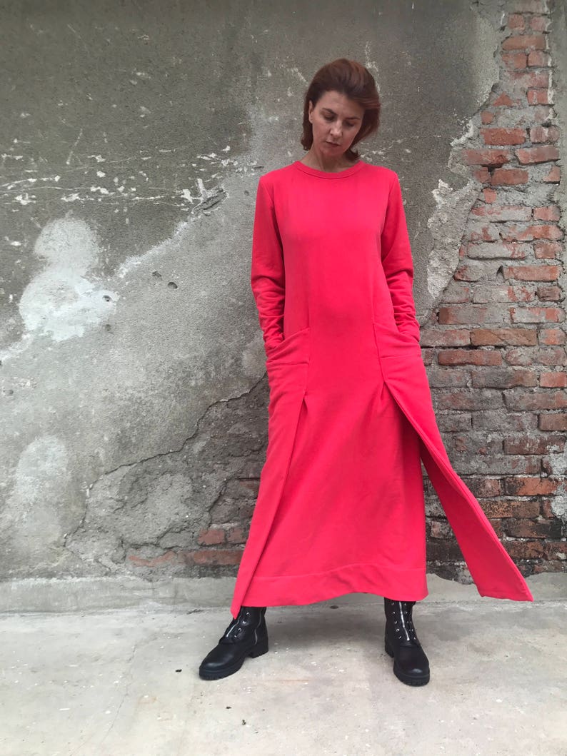 Red Maxi Dress, Red Dress, Abaya Dress, Loose Dress, Plus Size Kaftan, Maxi Dress, Futuristic Clothing, Minimalist Dress, Plus Size Kaftan image 4