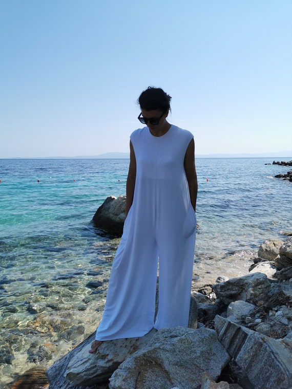 White short jumpsuit plus cheap size