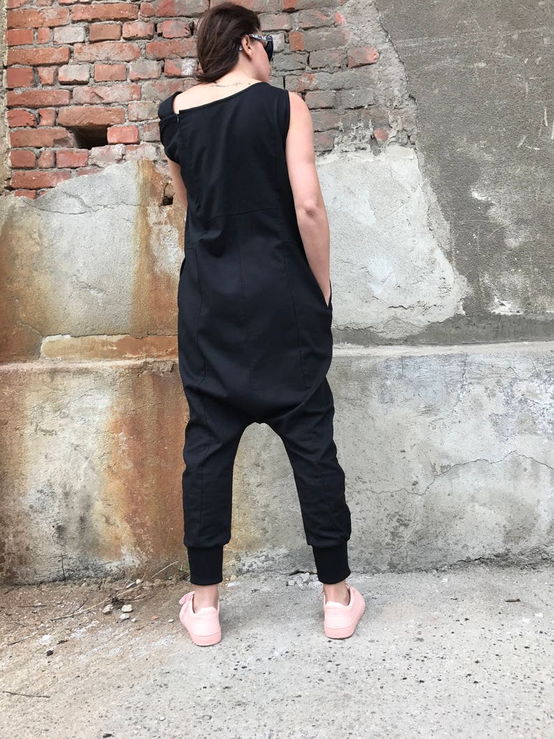 Linen Harem Jumpsuit Black Harem Jumpsuit Black Loose Etsy