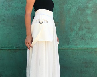スカート ITZAVIBE WHITE DOTTED LAYERED WRAP LONG SKIRT 5BMR0039 WHITE DOTTED LAYERED WRAP LONG SKIRT - ITZAVIBE | 60