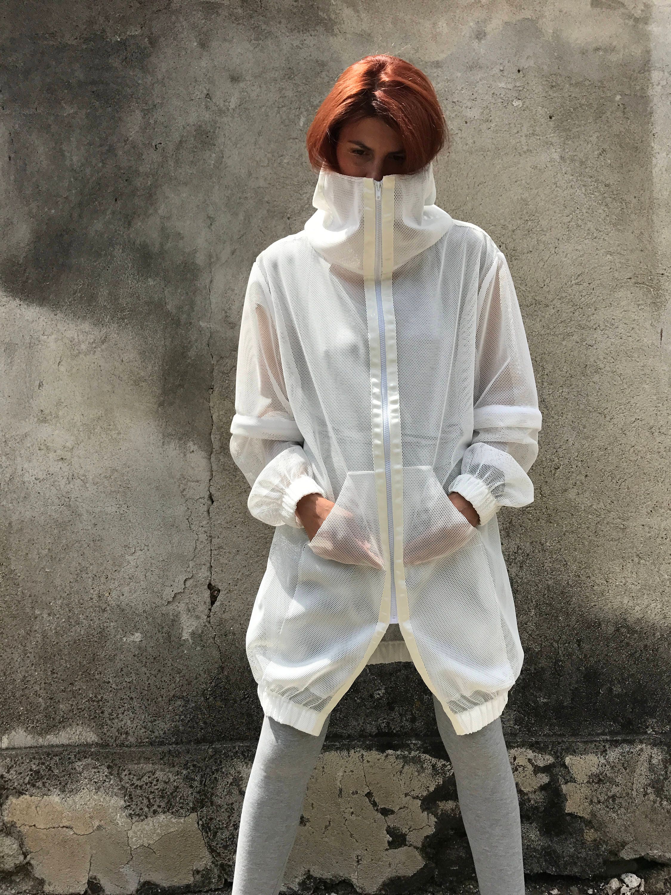 white fishnet jacket